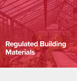 red image with the text on it reading "Regulated Building Materials".